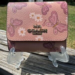 Coach Pink Floral Butterfly Wallet